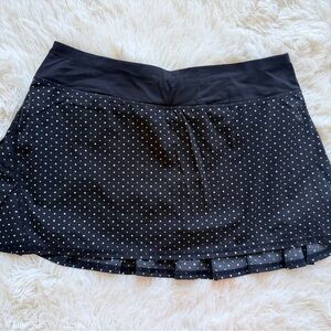 lululemon athletica Black Polka Dot athletic Skirt with Pleated Trim